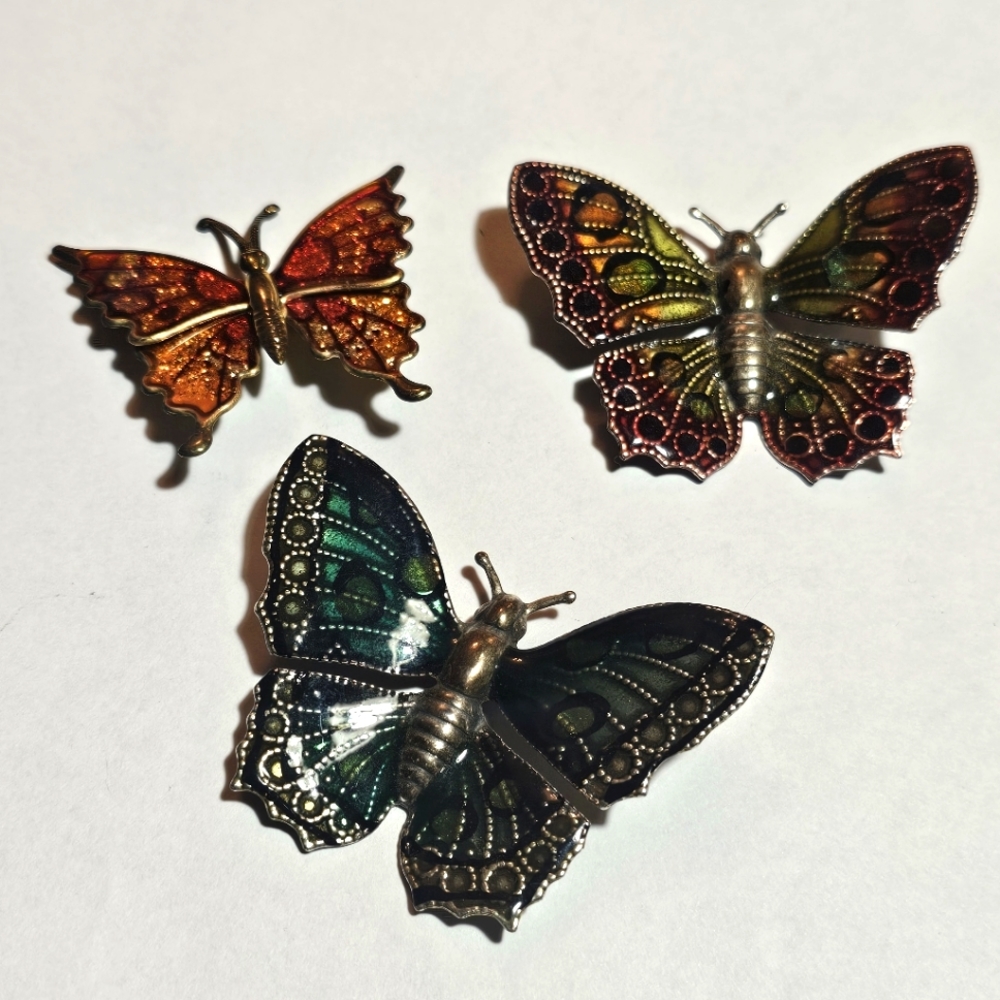 ***SOLD*** 3 Vintage Piece Butterfly Brooch Pin Lot